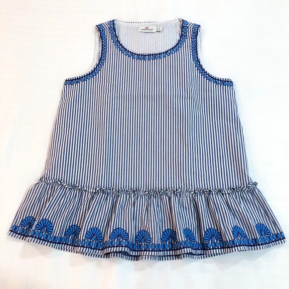 Vineyard Vines Sarah Striped Embroidered Swing Peplum Top - Picture 2 of 9